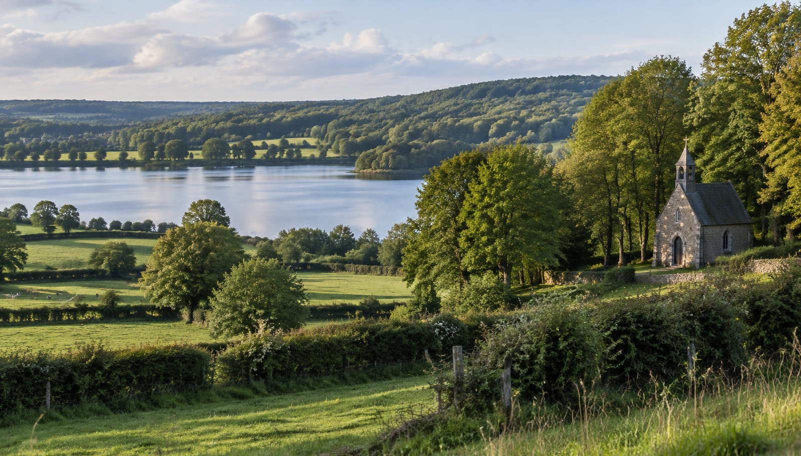 Lac, bocage et chapelle de l'Avesnois